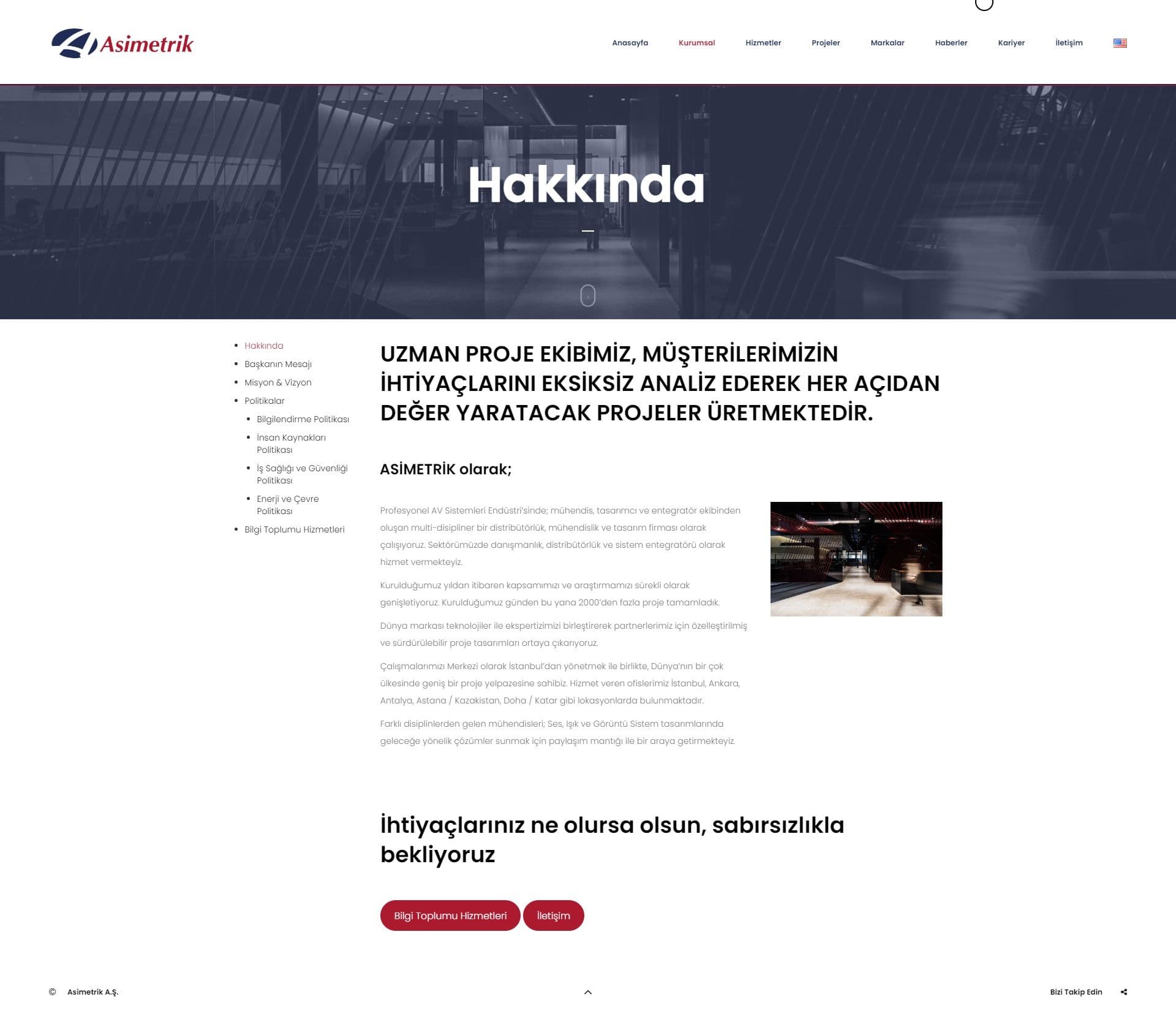 Asimetrik Ses, Işık ve Görüntü Sistemleri Web Sitesi