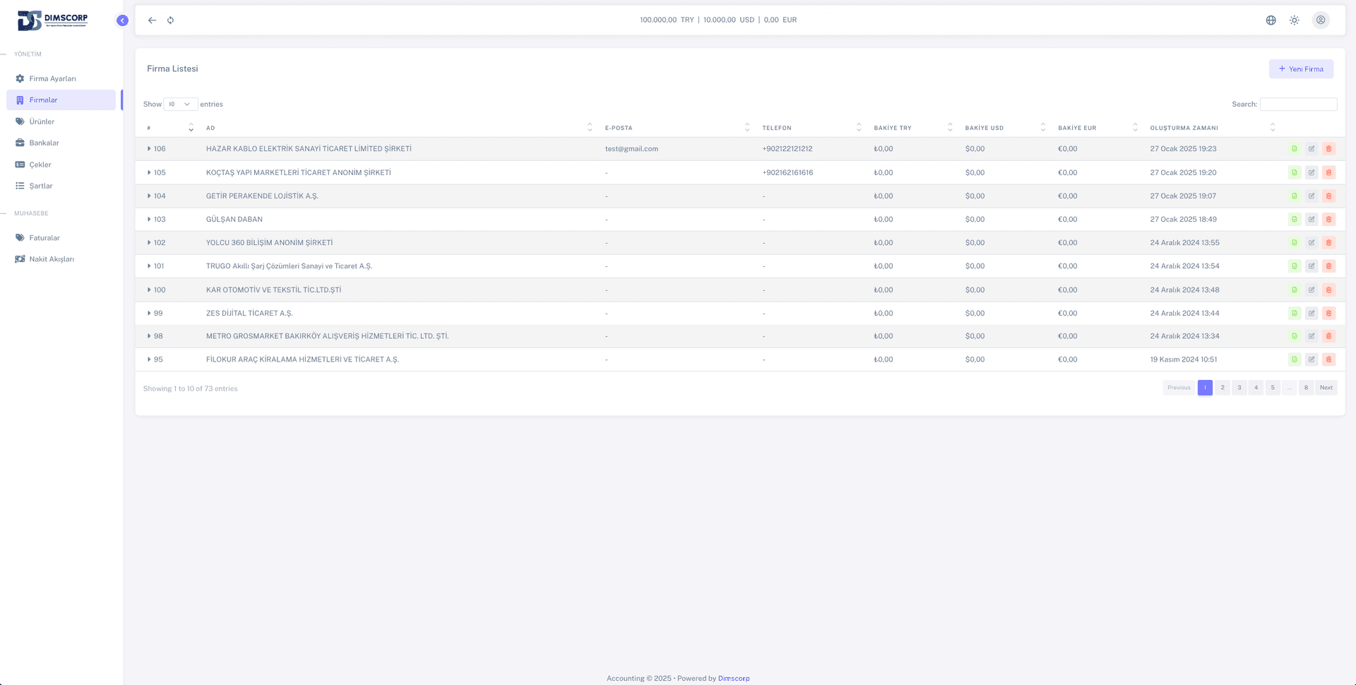 Muhasebe Yönetim Paneli