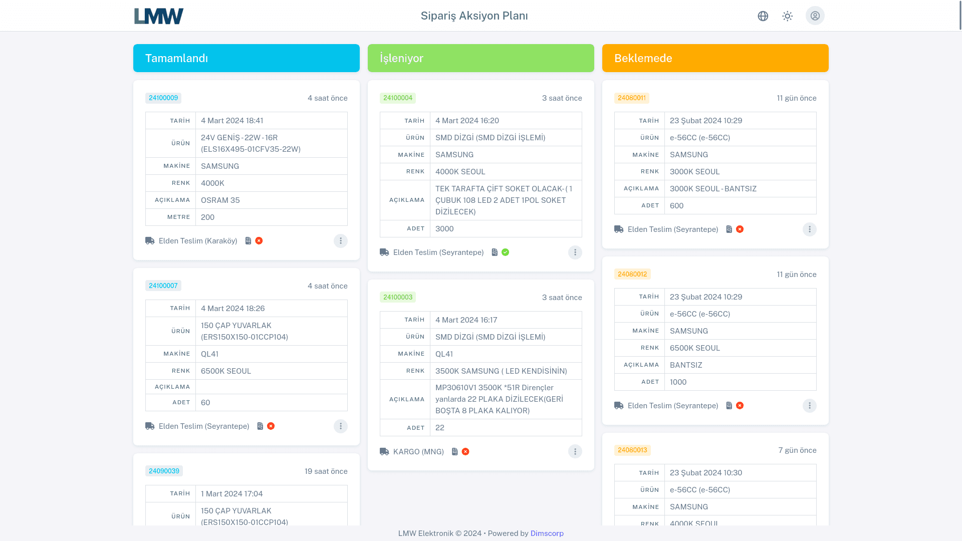 LMW Sipariş Takip / Sipariş Takip