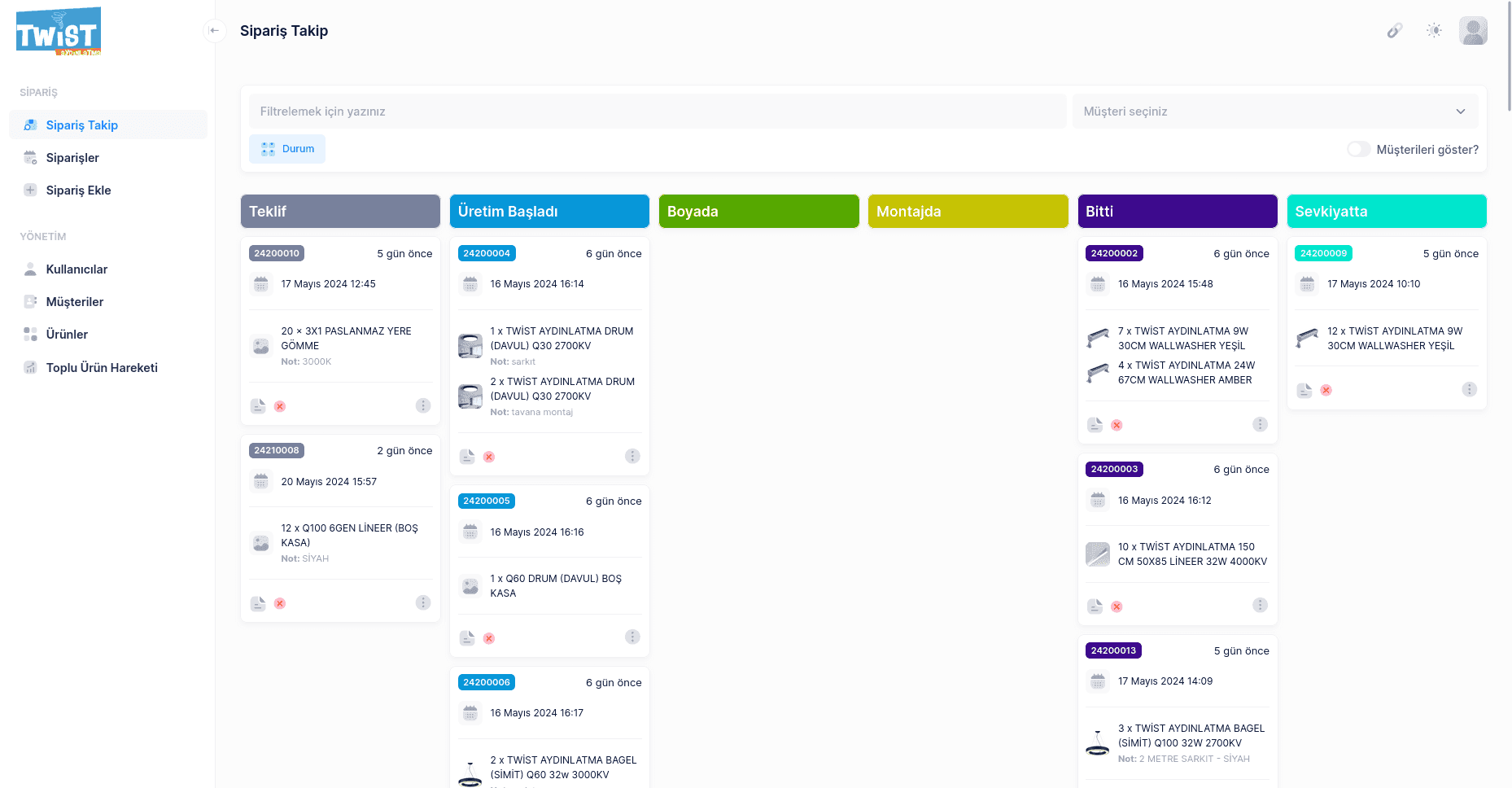 Twist Sipariş Takip Sistemi